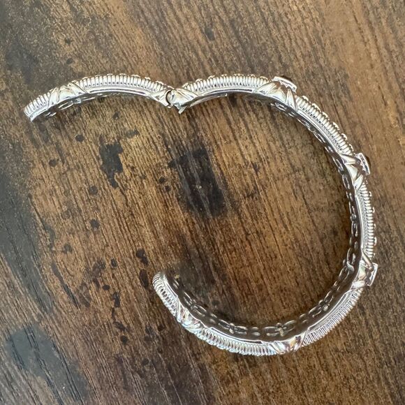 Vintage Judith Ripka Sterling Silver Amethyst Hinged Cuff Bracelet Rope Textured - Picture 6 of 17